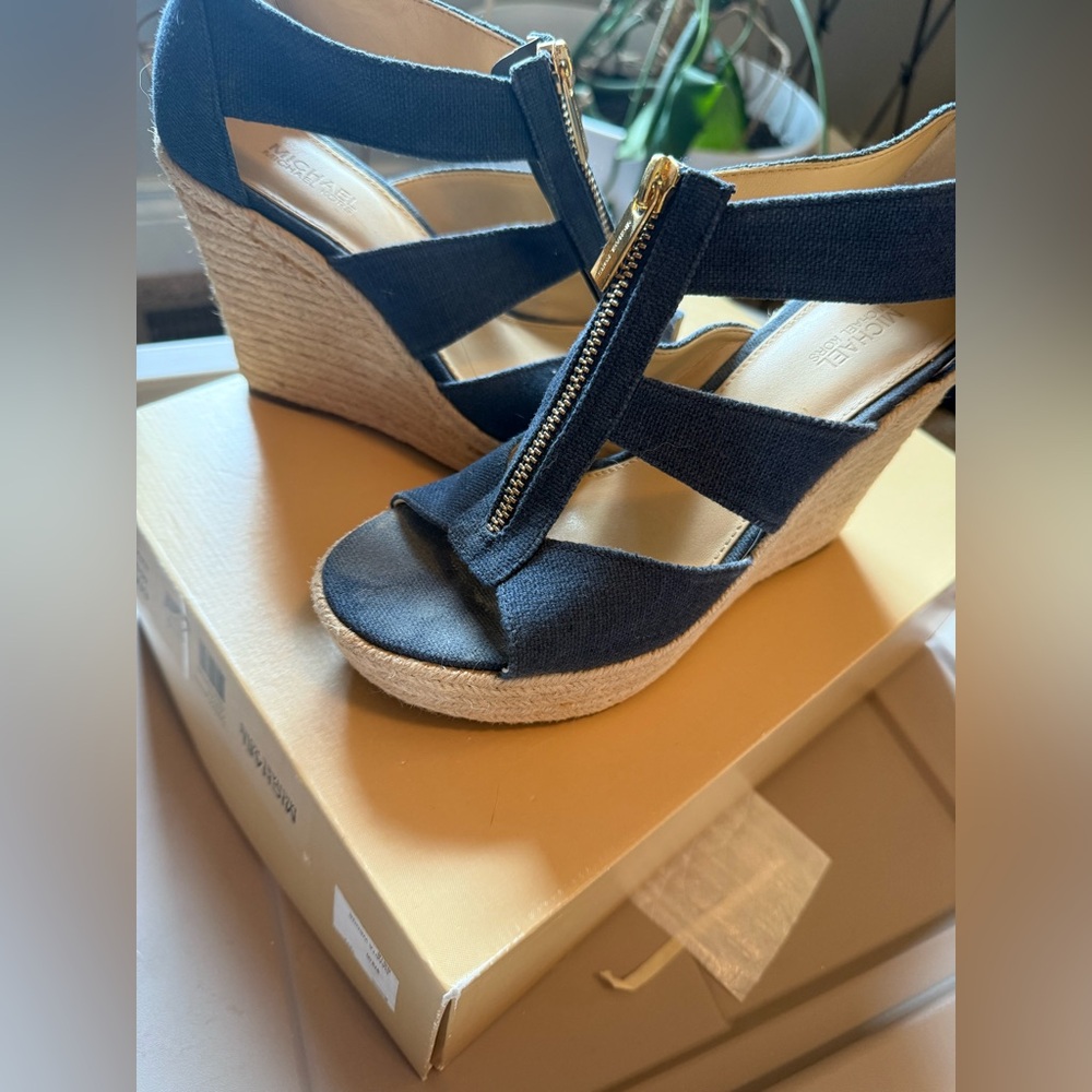 Michael Kors Navy Wedge Sandals